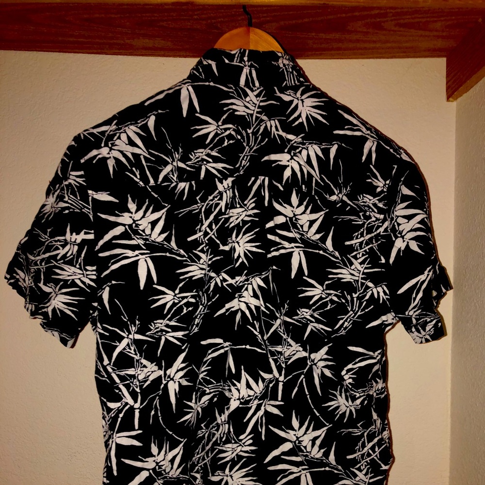 Black and white floral print, Hawaiian shirt
